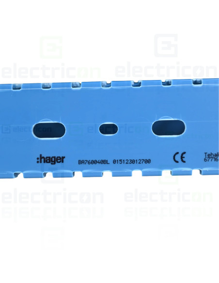 Canal cablu pieptene, BA7, 60x40mm, cu capac PVC, albastru , Hager, BA760040BL