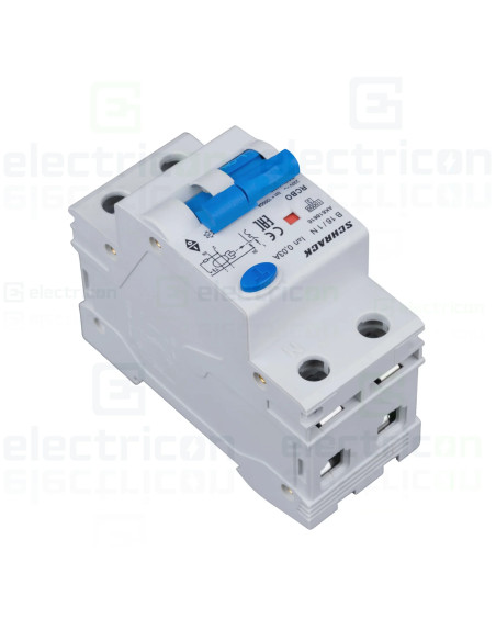 Siguranta diferentiala RCBO, 1P+N, 16A, 30mA, 10kA, curba B, tip A, AMPARO, Schrack, AK618616