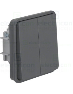 Intrerupator dublu Berker, cu revenire, incastrat, gri mat, IP55, W1 Hager, 50423515