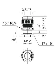 Presetupă, filet M12 x 1.5, gri deschis, OBO Bettermann, 2022762 2