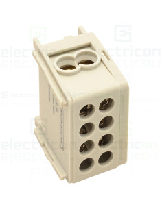 Clema derivatie, fixare pe sina, gri FLE-25 2×25mm2 / 2×25mm2, 400VAC, 101A Tracon Electric, FLE-25