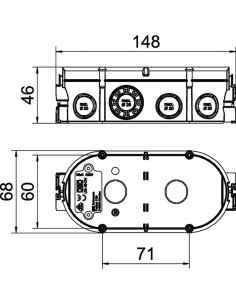Doză aparataj dublă, sub tencuială,UG 46-DV,  2xØ60 mm,  pentru țevi 20/25 mm, OBO Bettermann 2003722 2