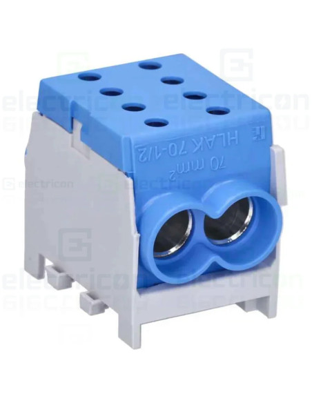 Clema de derivatie, 1P, fixare pe sina DIN, 10-70mm², albastru, Hager, KH70B