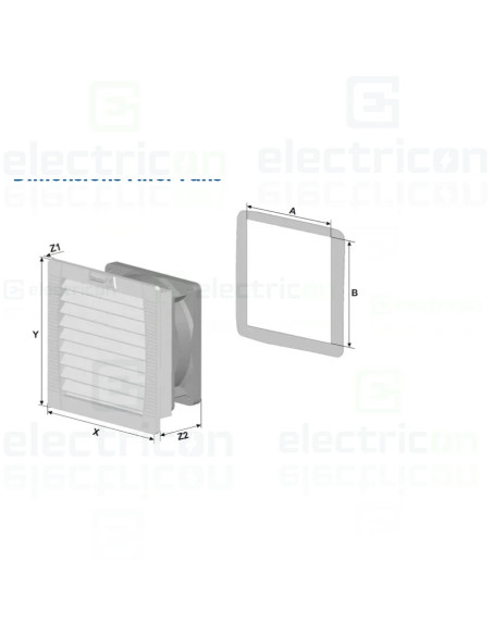 Ventilator cu filtru IP54, 230VAC, 61mc/h, 145x145x70mm, Schrack, IUKNF2523A