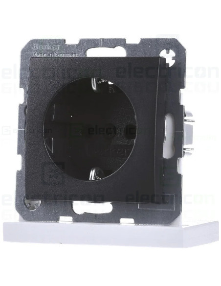 Priză schuko, 250 VAC, 16A, antracit, mat, Berker B.3/B.7, Hager, 47431606