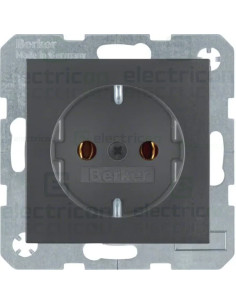 Priză schuko, 250 VAC, 16A, antracit, mat, Berker B.3/B.7, Hager, 47431606 2