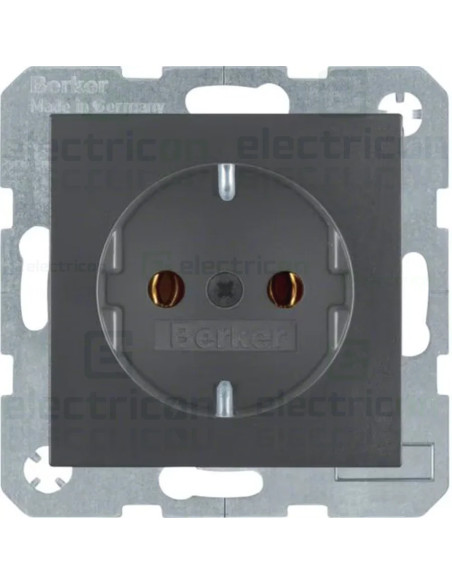 Priză schuko, 250 VAC, 16A, antracit, mat, Berker B.3/B.7, Hager, 47431606