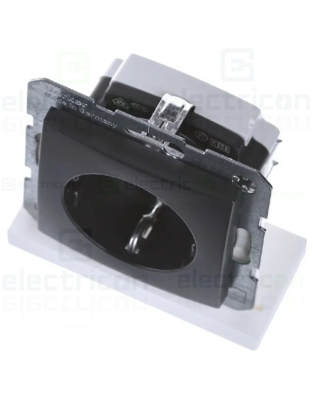 Priză schuko, 250 VAC, 16A, antracit, mat, Berker B.3/B.7, Hager, 47431606