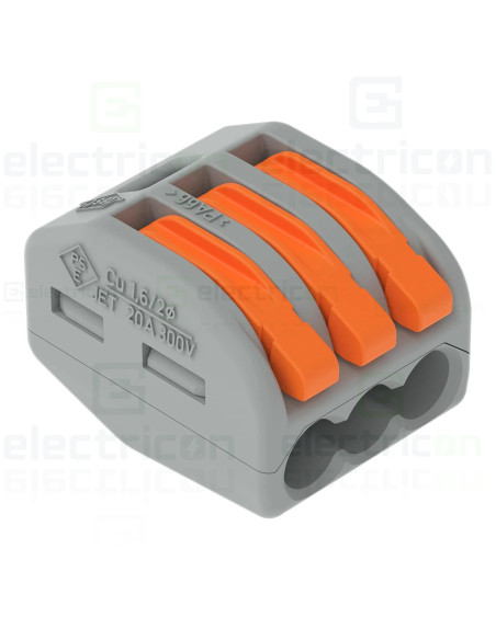 Clema de legatură pentru fir lițat, 3x0.08-4 mm², Wago, 222-413