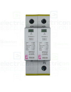 Descarcator PV la supratensiune, tip T2, 550V, 20A, 40kA, 2 module, ETITEC C T2 PV 550/20, ETI. 002440429