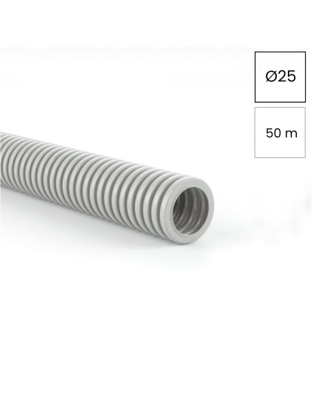 Copex tub protecție flexibil, gri, rola 50 metri, 25mm, 750N, MEDIFLEX IAS, Kouvidis, 2002925