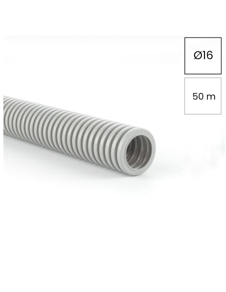 Copex tub protecție flexibil, gri, 16mm, 1250N, rola 50 metri, Conflex HF IAS, Kouvidis, 2004016