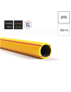 Copex tub protecție flexibil galben, protectie electromagnetica pentru cabluri electrice, rola 100 metri, 16mm, 320N, Kouvidis