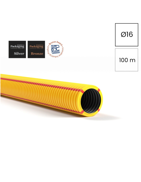 Copex tub protecție flexibil galben, protectie electromagnetica pentru cabluri electrice, rola 100 metri, 16mm, 320N, Kouvidis