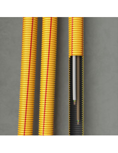 Copex tub protecție flexibil galben, protectie electromagnetica pentru cabluri electrice, rola 100 metri, 16mm, 320N, Kouvidis 2