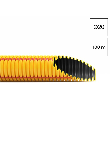 Copex tub protecție flexibil galben, protectie electromagnetica pentru cabluri electrice,  rola 100 metri, 20mm, 320N, Kouvidis
