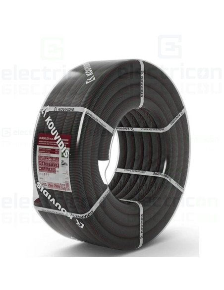 Copex tub flexibil, rezistent la UV pentru cabluri telecomunicatii, rola 25 metri, negru - rosu, 25mm, 750N, DUROFLEX Kouvidis