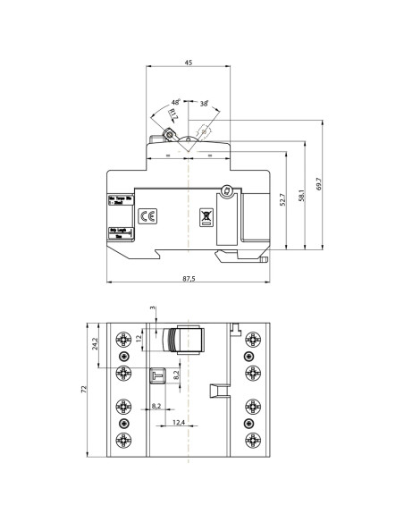 Intrerupator diferențial RCCB, trifazic, 3P+N, 40A, 300mA, tip A, 10kA, EFI-P4 A 40/0.3, ETI, 002061532