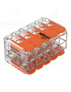 Clemă legătură doza pentru cablu lițat, 2x5x4mm² (10 conductori, 5 per rând), 4 mm², Wago, 221-420