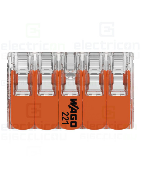 Clemă legătură doza pentru cablu lițat, 2x5x4mm² (10 conductori, 5 per rând), 4 mm², Wago, 221-420