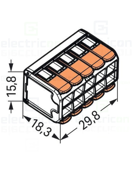Clemă legătură doza pentru cablu lițat, 2x5x4mm² (10 conductori, 5 per rând), 4 mm², Wago, 221-420