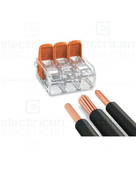 Clemă legătură doza pentru cablu lițat, 2x5x4mm² (10 conductori, 5 per rând), 4 mm², Wago, 221-420