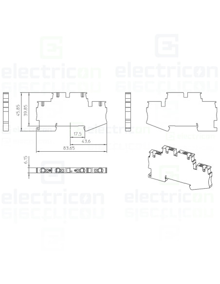 Clema șir, cu 2 etaje, 4 conexiuni, 0,2 - 4 mm²,gri, PTTB 4, gri, Phoenix Contact, 3211786