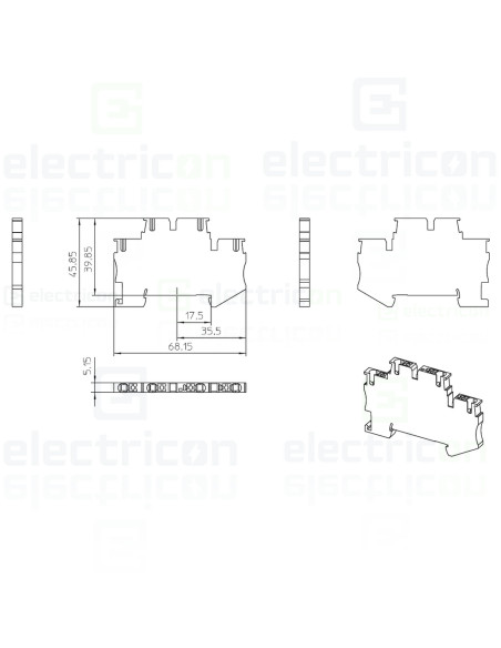 Clema șir, cu 2 etaje, 4 conexiuni, 0,14 - 4 mm²,gri, PTTB 2,5-PV, gri, Phoenix Contact, 3210583