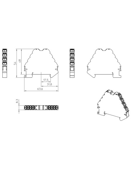 Clemă șir cu 4 etaje, 16 conexiuni, 0,14 - 2,5 mm², gri, PTRV 4-PV/BK, Phoenix Contact, 3270125