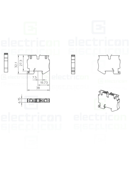 Clemă șir,de trecere,2 conexiuni, 4 mm². gri, MPT 4, Phoenix Contact, 3249000