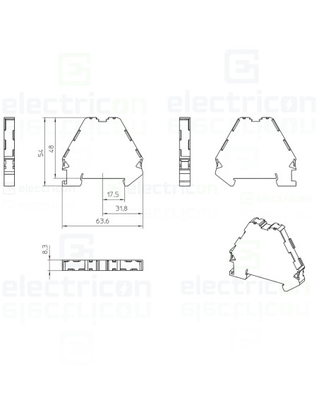 Distanțor pentru clemele șir, seria PTRVB, cu 4 etaje, gri, DP-PTRV 4, Phoenix Contact, 3270163