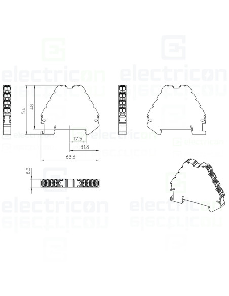 Clemă șir cu 4 etaje, 16 conexiuni, 0,14 - 2,5 mm², verde, PTRV 4/GN, Phoenix Contact, 3270122