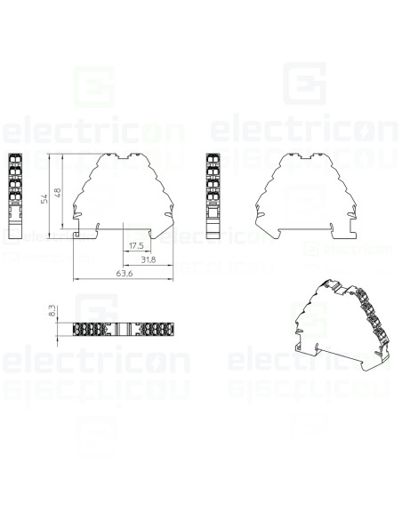 Clemă șir cu 4 etaje, 16 conexiuni, 0,14 - 2,5 mm², galben, PTRV 4/YE, Phoenix Contact, 3270123