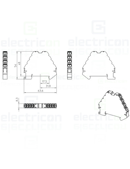 Clemă șir cu 4 etaje, 16 conexiuni, 0,14 - 2,5 mm², albastru, PTRV 4-PV/BU, Phoenix Contact, 3270247