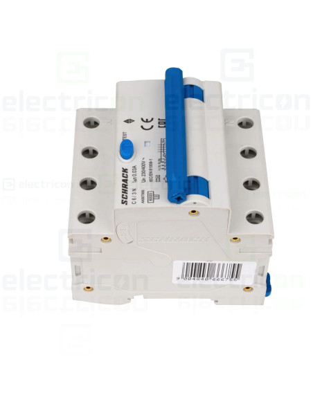 Intrerupator diferential RCBO, 3P+N, 30mA, 6kA, curba C, tip A, 6A, Amparo, Schrack, AK667806