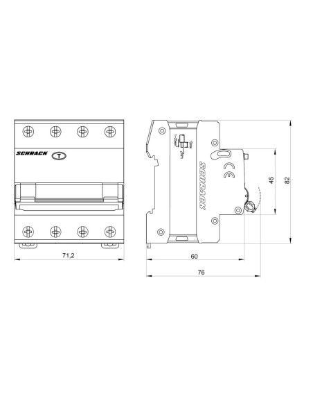 Intrerupator diferential RCBO, 3P+N, 30mA, 6kA, curba C, tip A, 6A, Amparo, Schrack, AK667806