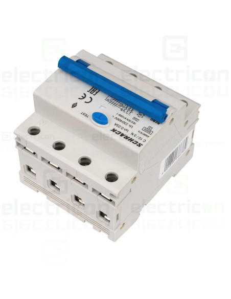 Intrerupator diferential RCBO, 3P+N, 30mA, 6kA, curba C, tip A, 10A, Amparo, Schrack, AK667810