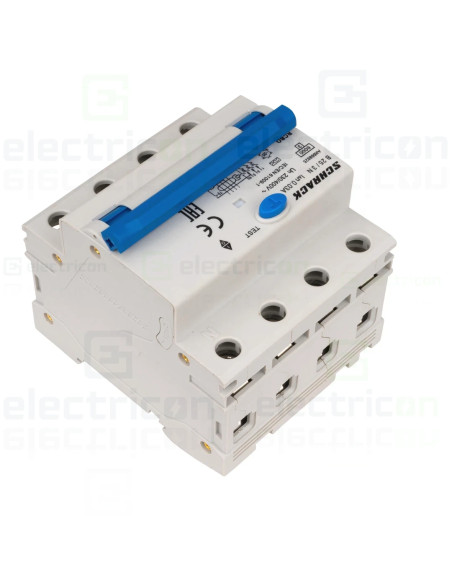 Intrerupator diferential RCBO, 3P+N, 30mA, 6kA, curba B, tip A, 25A, Amparo, Schrack, AK668825