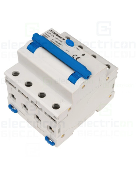 Intrerupator diferential RCBO, 3P+N, 30mA, 6kA, curba B, tip A, 20A, Amparo, Schrack, AK668820