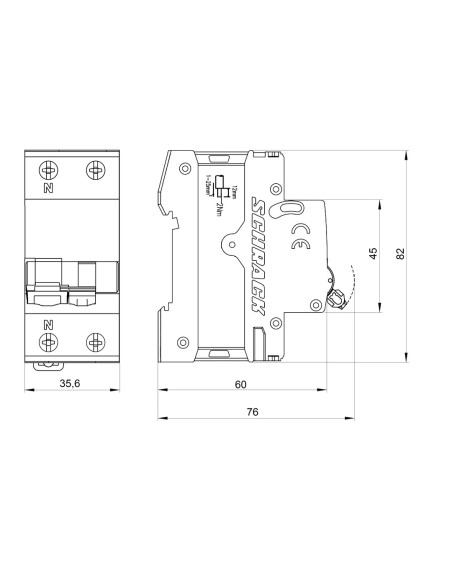 Intrerupator diferential RCBO, 1P+N, C25, 30mA, tip A, 25A, Amparo, Schrack, AK667625