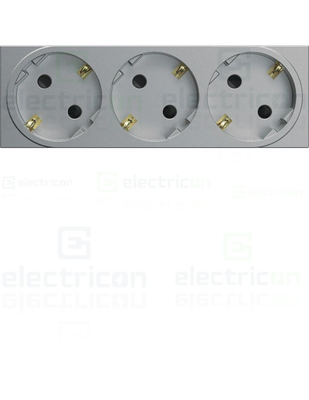 Priza shucko tripla pentru canal cablu, 45mm, 16A, aluminiu, QuickConnect, Gallery, Hager, WXF473T