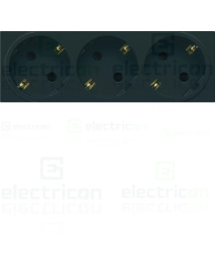 Priza shucko tripla pentru canal cablu, 45mm, 16A, negru, QuickConnect, Gallery, Hager, WXF473N