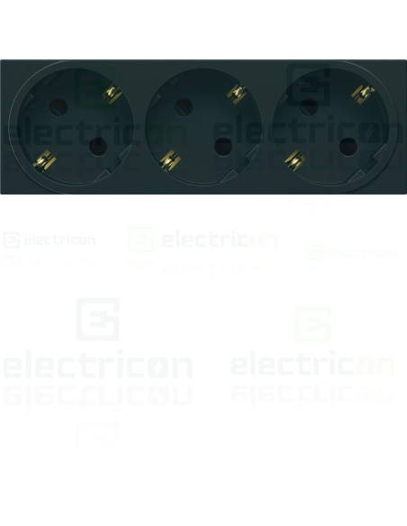 Priza shucko tripla pentru canal cablu, 45mm, 16A, negru, QuickConnect, Gallery, Hager, WXF473N