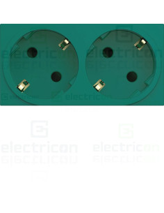 Priza dubla shucko pentru canal cablu, 45mm, 16A, verde, QuickConnect, Gallery, Hager, WXF472V