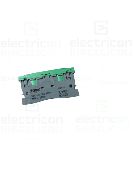 Priza dubla shucko pentru canal cablu, 45mm, 16A, verde, QuickConnect, Gallery, Hager, WXF472V