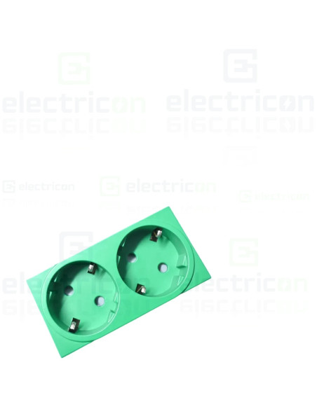 Priza dubla shucko pentru canal cablu, 45mm, 16A, verde, QuickConnect, Gallery, Hager, WXF472V