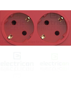 Priza dubla shucko pentru canal cablu, 45mm, 16A, rosu, QuickConnect, Gallery, Hager, WXF472R