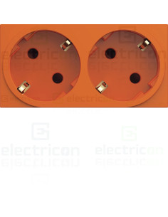 Priza dubla shucko pentru canal cablu, 45mm, 16A, portocaliu, QuickConnect, Gallery, Hager, WXF472E