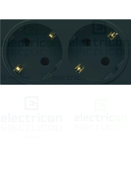 Priza dubla shucko pentru canal cablu, 45mm, 16A, negru, QuickConnect, Gallery, Hager, WXF472N