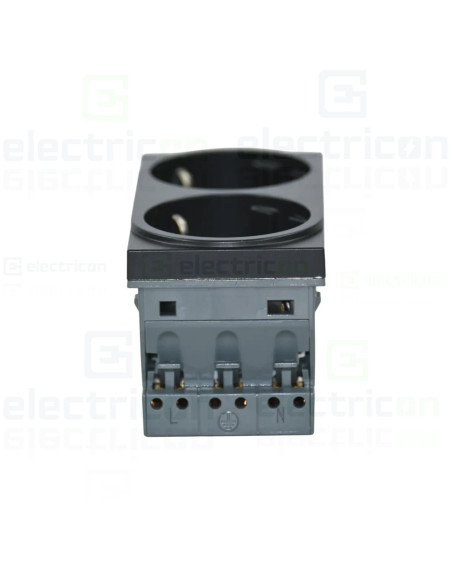 Priza dubla shucko pentru canal cablu, 45mm, 16A, negru, QuickConnect, Gallery, Hager, WXF472N